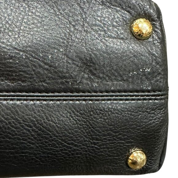 Michael Kors Black Shopper Tote Shoulder Bag Pebbled Leather Zipper Gold Accents - Picture 7 of 8
